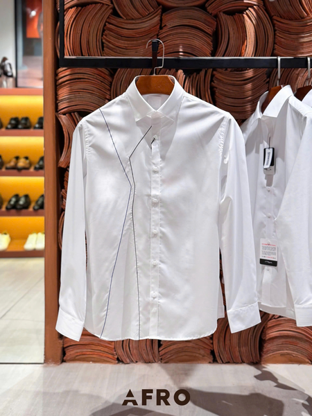 Sơmi trắng chống nhăn pha kẻ Hàn Quốc - 11275 - White