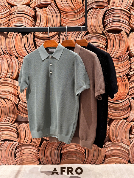 Polo Open Knit 81% Cotton (3 màu) - 11546 - Light Khaki