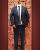 Textured Summer Half-Lined Suit - 11359 - Navy