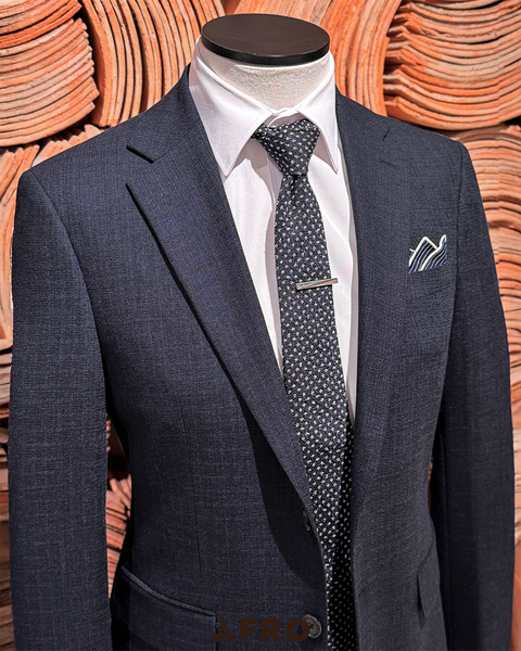Textured Summer Half-Lined Suit Hàn Quốc - Navy 11359