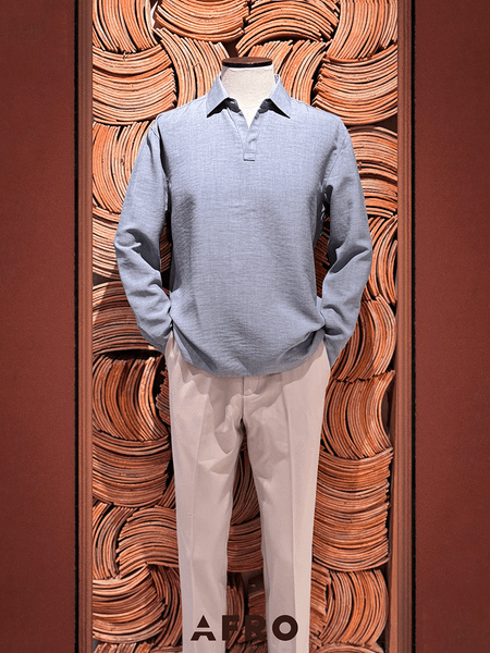 Sơmi chui đầu (2 màu) - 11259 - Gray Blue