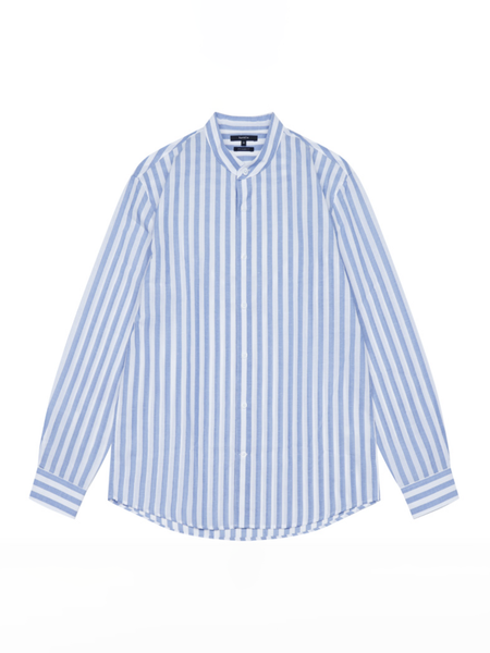 Sơmi linen cổ tàu sọc (2 màu) - 11379 - Blue