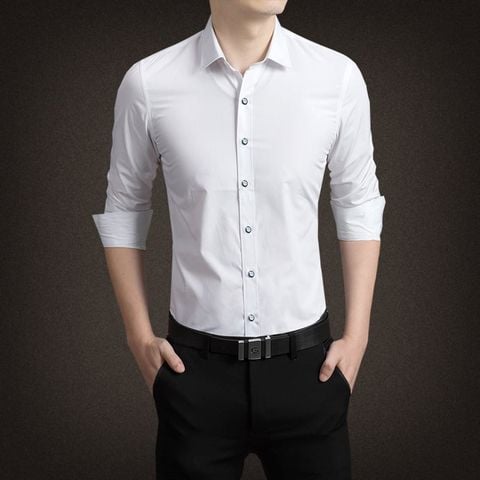 Áo sơ mi Slimfit Titishop SM1026  tay dài ( Trắng kem )