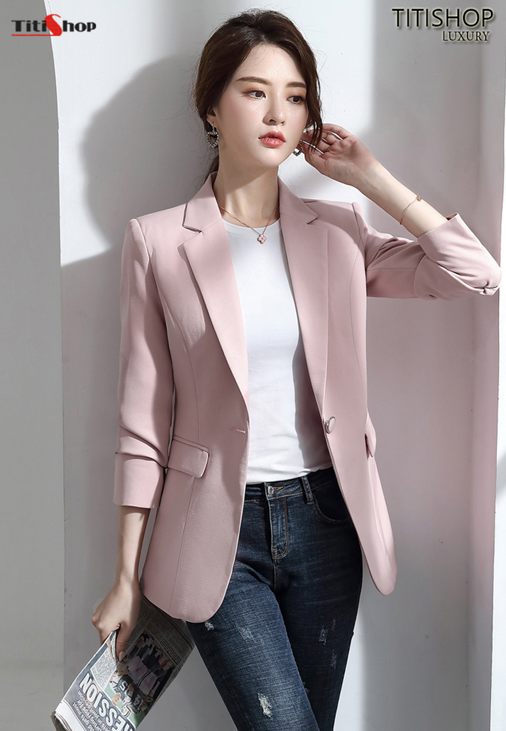 Aó vest Blazer nữ Titishop ANN247 Hồng Luxury