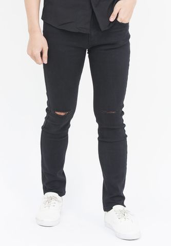 Quần jeans Nam rách gối màu đen QJ100 ( Đen )