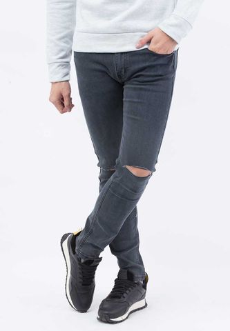 Quần jeans Nam rách gối màu đen QJ105 (Xám chuột )