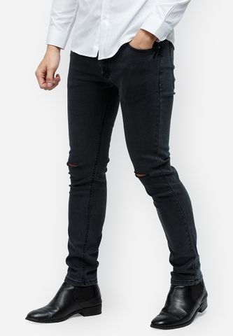 Quần jeans Titishop QJ156 màu xám đen rách ống