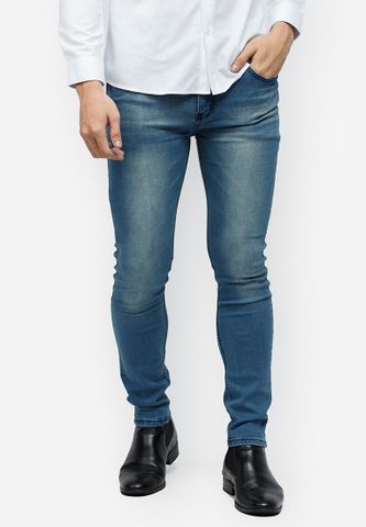 Quần jeans Titishop QJ155 màu xanh dương ống ôm​