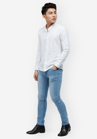 Quần jeans Titishop QJ153 màu xanh dương wash ống