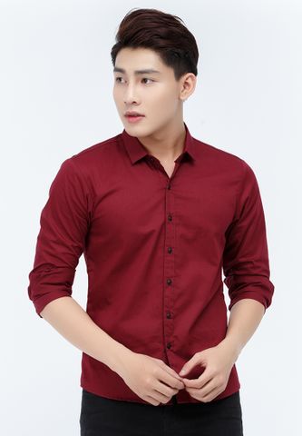 Áo sơ mi Slimfit Titishop SM532 tay dài màu đỏ đô