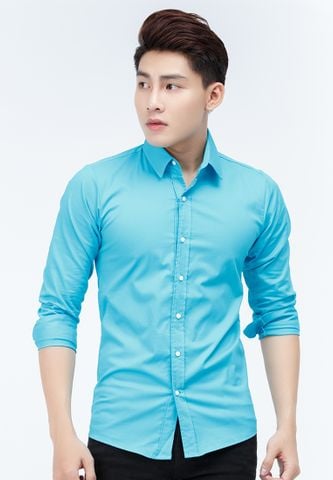 Áo sơ mi Slimfit Titishop SM534 tay dài màu xanh da trời