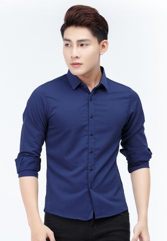 Áo sơ mi Slimfit Titishop SM535 tay dài màu xanh đen