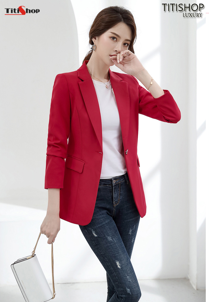 Aó vest Blazer nữ Titishop ANN246 Đỏ Luxury