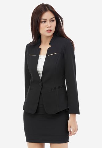 Bộ vest nữ CHÂN VÁY ACC76 màu đen 1 Nút không cổ