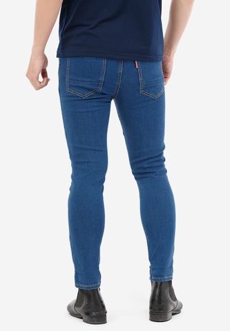 Quần Jeans Titishop QJ167 ỐNG CÔN màu xanh dương phối chỉ nổi vàng