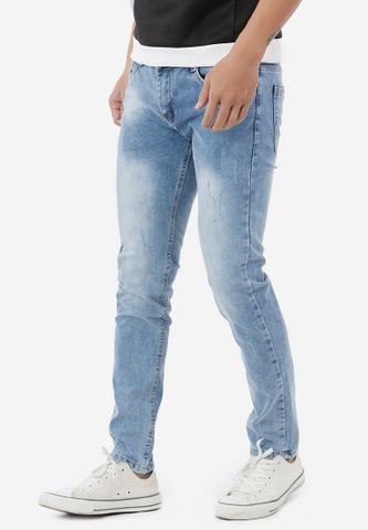 Quần jeans Titishop QJ198 màu xanh dương nhạt phối wash