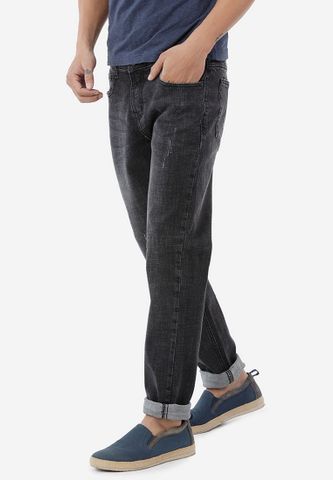 Quần jeans Titishop QJ185 mài xước màu đen