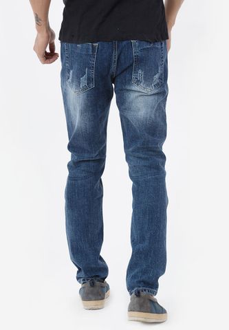 Quần jeans Titishop QJ190 rách gối màu xanh dương wash