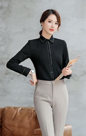 Áo sơ mi nữ Titishop SMN77 màu Đen