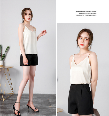 Camisole Mặc vest Titishop AOL172 Kem cổ V