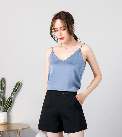 Camisole Mặc vest Titishop AOL175 Xanh cổ V