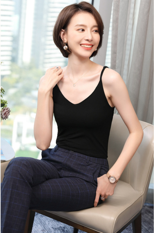 Camisole Mặc vest Titishop AOL181 Gân Đen