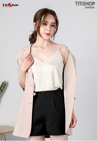 Camisole Mặc vest Titishop AOL172 Kem cổ V