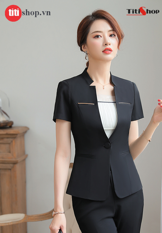 Aó vest nữ Titishop ACC261 Đen tay ngắn