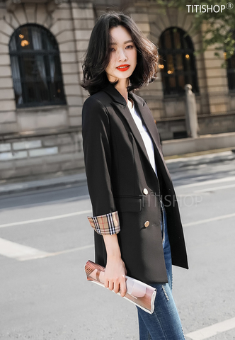 Áo vest Blazer nữ Titishop ANN162 Đen Luxury