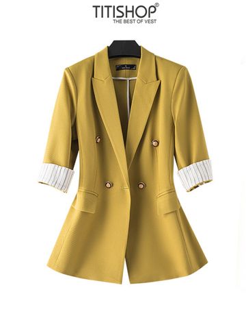 Áo Blazer Nữ Titishop BNN478 Vàng 1 Lớp