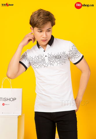 Áo Thun Cổ Bẻ Titishop AT491 trắng