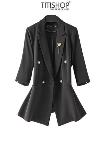 Áo Blazer Nữ Titishop BNN479 Đen 1 Lớp