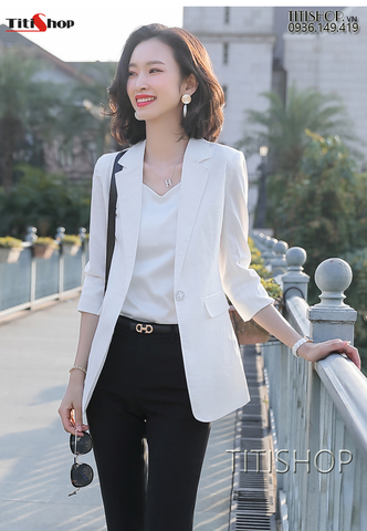 Aó vest blazer nữ Titishop ANN214 trắng