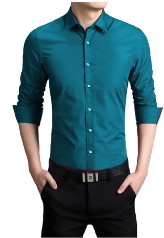 Áo sơ mi Slimfit Titishop SM1031 tay dài ( Xanh cô ban )