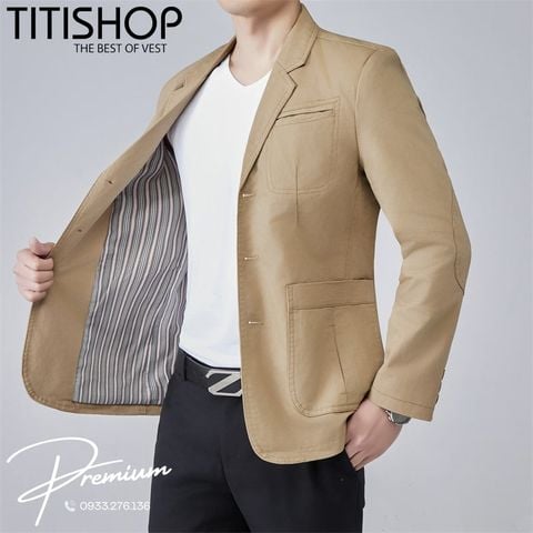 Áo Vest Khaki Nam Premium