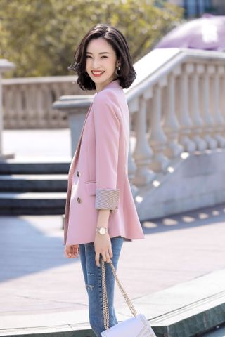 Áo vest Blazer nữ Titishop ANN257 Hồng Luxury