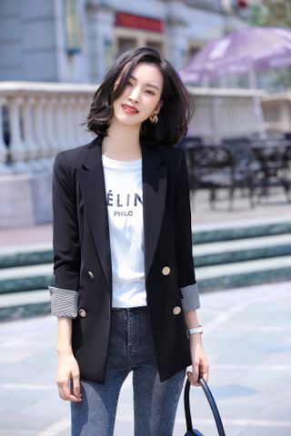 Áo vest Blazer nữ Titishop ANN200 Đen Luxury