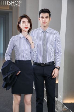 Đồng Phục Sơ Mi Sọc Titishop (90% sợi Polyester )