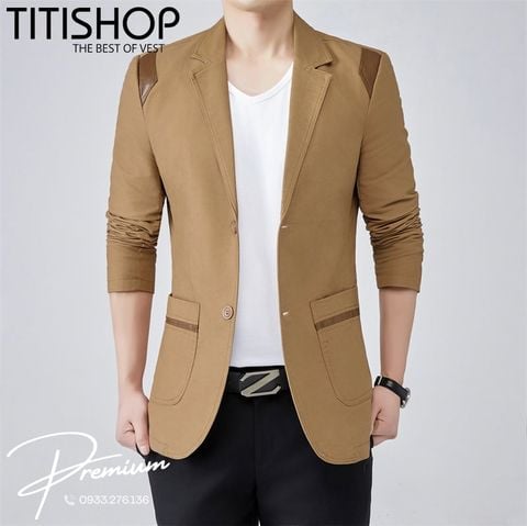 Áo Vest Khaki Nam Premium