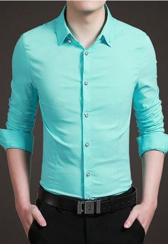 Áo sơ mi Slimfit Titishop SM1033 tay dài ( Xanh dương)