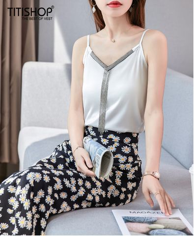 Camisole mặc vest Titishop AOL165 Trắng Cổ V