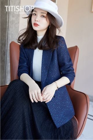 Áo Blazer Nữ Titishop BNN364 Xanh