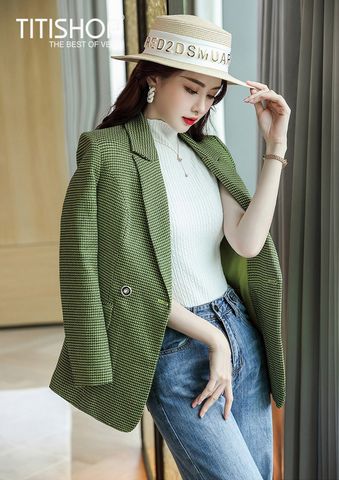 Áo Blazer Nữ Titishop BNN237 xanh ( Đặt 5 -7 Ngày )