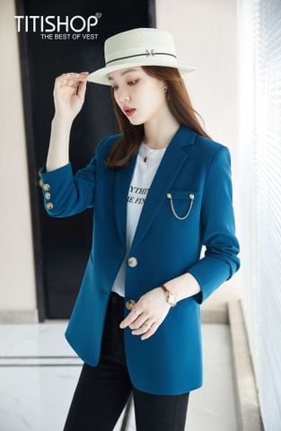 Áo Blazer Nữ Titishop BNN232 xanh ( Đặt 5 -7 Ngày )