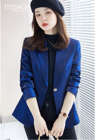 Áo Blazer Nữ Titishop BNN228 xanh ( Đặt 5 -7 Ngày )