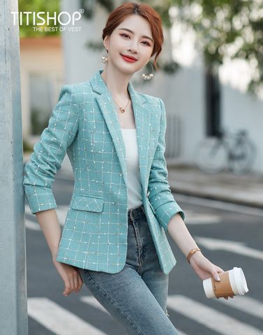 Áo Blazer Nữ Titishop BNN226 xanh ( Đặt 5 -7 Ngày )