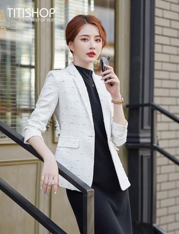 Áo Blazer Nữ Titishop BNN227 trắng ( Đặt 5 -7 Ngày )