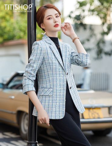 Áo Blazer Nữ Titishop BNN225 xanh ( Đặt 5 -7 Ngày )