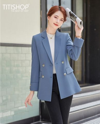 Áo Blazer Nữ Titishop BNN223 xanh ( Đặt 5 -7 Ngày )