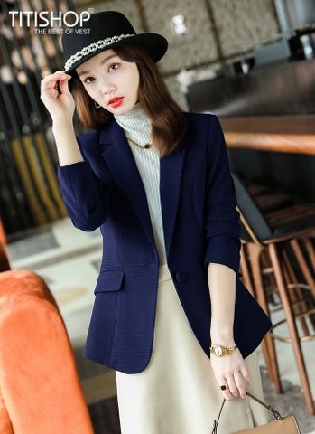 Áo Blazer Nữ Titishop BNN211 Xanh Navy ( Đặt 5 -7 Ngày )